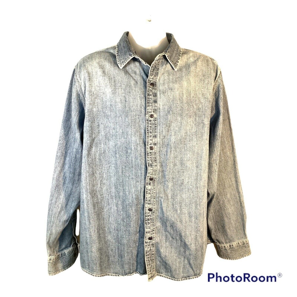 Banana Republic Vintage Mens Denim Button Front Shirt Size L Long Sleeve